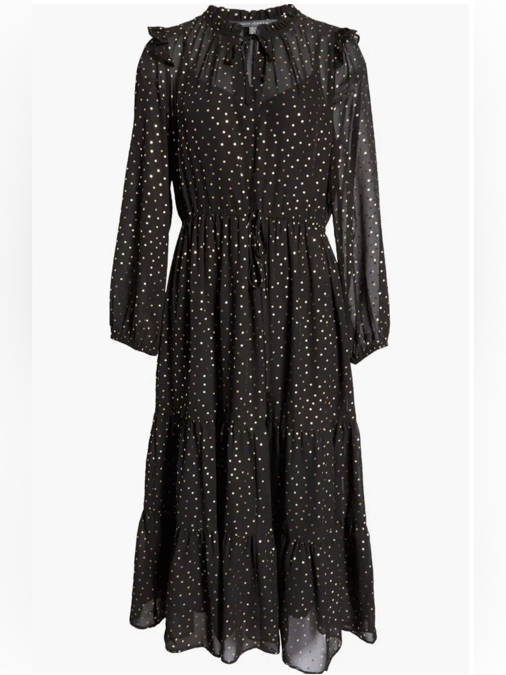 julia jordan Black Maxi Dress with Gold Polka Dots
